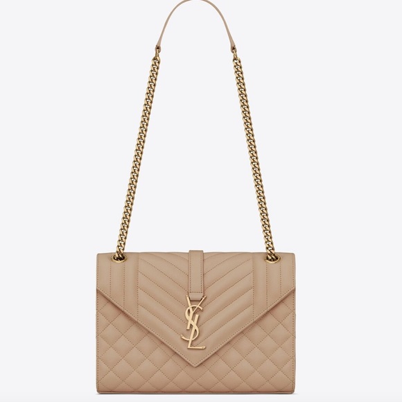 YSL MEDIUM ENVELOPE IN QUILTED GRAIN DE POUDRE LEATHER - Picture 2 of 6